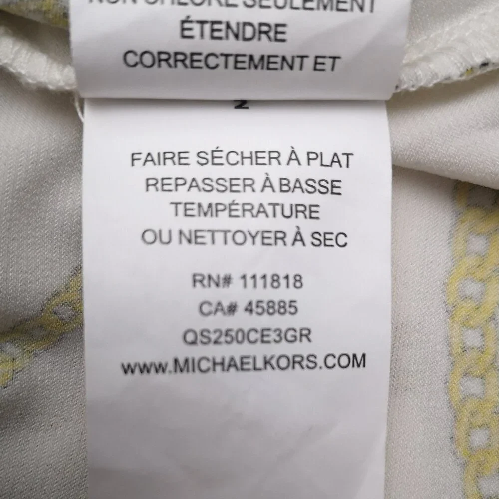 Michael Michael Kors Ladies Size XL Off White & Gold Chain Pattern Top - Picture 9 of 13